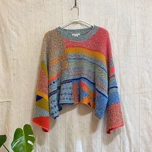 Neon Crop Sweater w/ Bell Sleeves. Size M